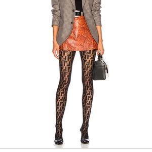 Fendi Logo Print Nylon Tights Size III